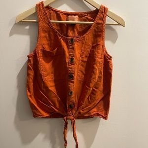XS Orange Tie Tank Top